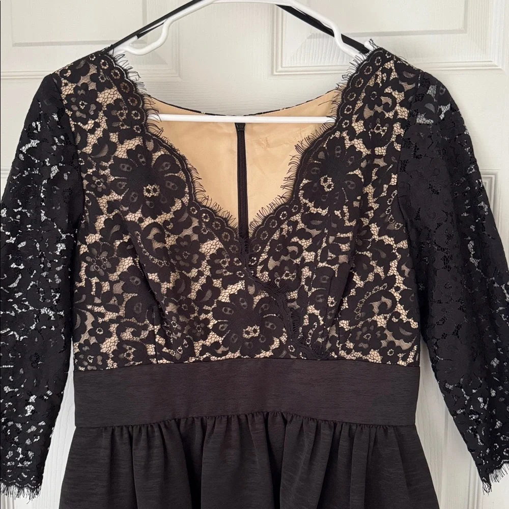 Eliza J Black Eyelash Lace and Faille Fit and Flare Cocktail Dress - Picture 4 of 6